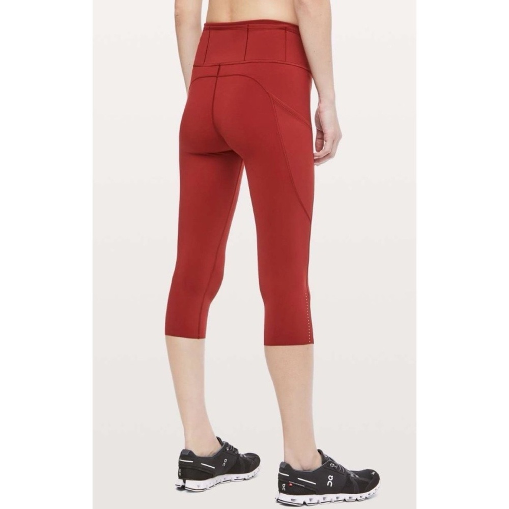 LULULEMON Dark Sport Red Fast & Free Crop II *Nulux 19” - Picture 2 of 9